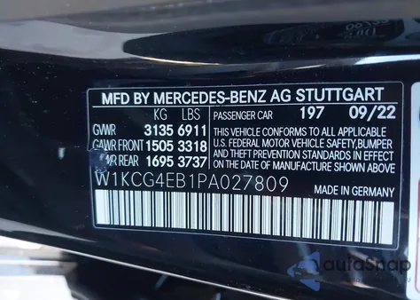 2023 Mercedes-Benz Eqs 580 4Matic z USA, uszkodzony, nr VIN W1KCG4EB1PA027809